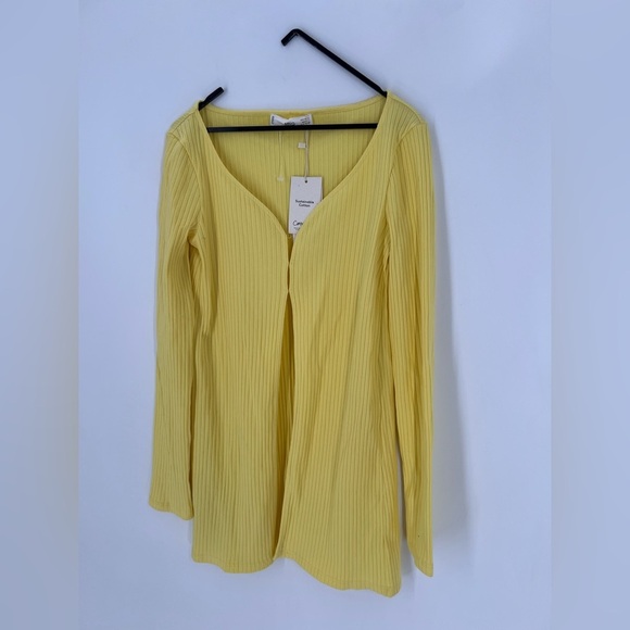 MNG Mango Ribbed Knit Open Front Bottom Slit Cardigan - Picture 3 of 8